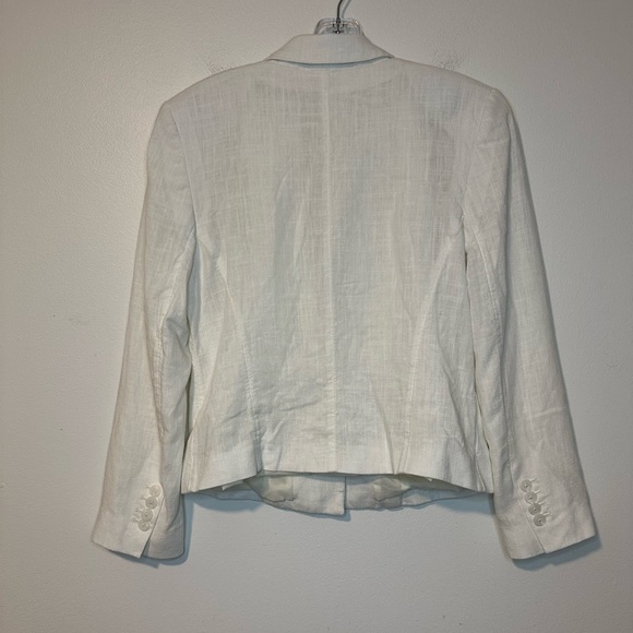 Express Linen Blend Cream Cropped Preppy Costal Blazer Women’s Sz M - Picture 2 of 8
